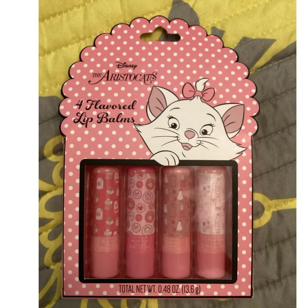 NIB Disney The Aristocats Marie 4 Flavored Lip Balm set by Taste Beauty